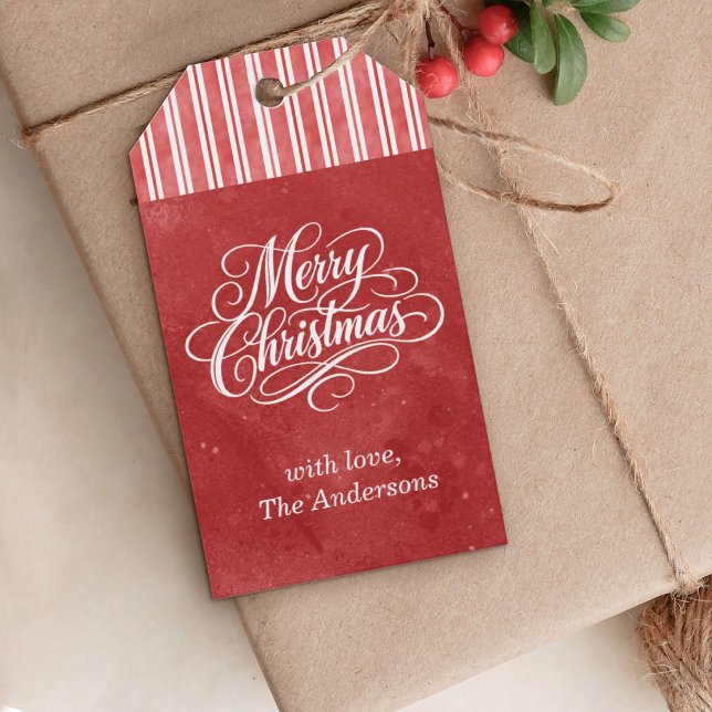 Elegant Merry Christmas script Gift Tags (An elegant Merry Christmas Script gift tag gives your holiday gift wrap an exquisite finishing touch)