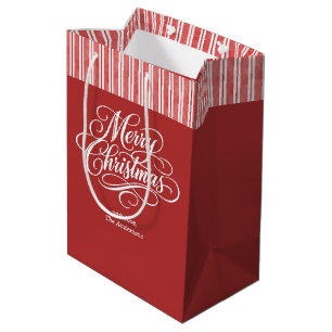 Elegant Merry Christmas script Medium Gift Bag