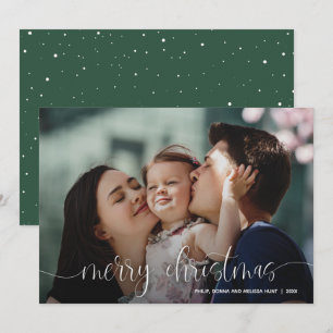 Elegant Merry Christmas Script Photo Holiday Card