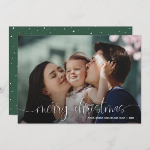 Elegant Merry Christmas Script Photo Holiday Card
