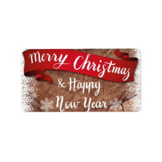 Elegant Merry Christmas Script White Snowflakes Label