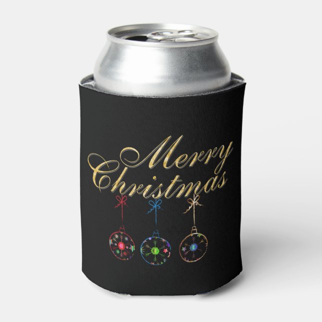Elegant Merry Christmas Snowflake Art Can Cooler (Can Front)
