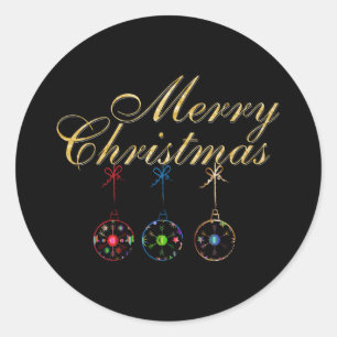 Elegant Merry Christmas Snowflake Art Classic Round Sticker