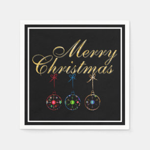 Elegant Merry Christmas Snowflake Art Napkin