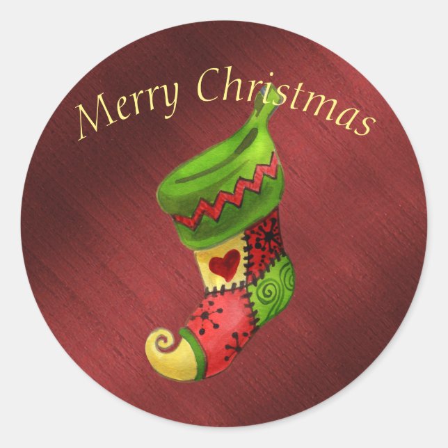 Elegant Merry Christmas Stocking Sticker (Front)