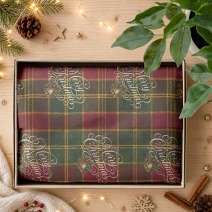 Elegant Merry Christmas Tartan Plaid Tissue Paper