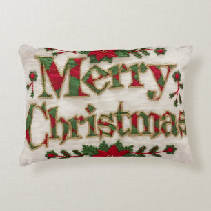 Elegant Merry Christmas Throw Pillow Cover Festive