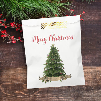 Elegant Merry Christmas Tree Family Name Favour Ba Bags