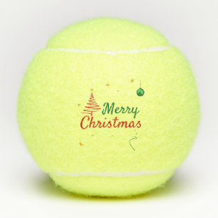 Elegant Merry Christmas Tree Holiday Design Tennis Balls