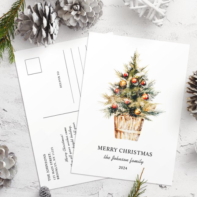 Elegant Merry Christmas Tree Non Photo Postcard (Creator Uploaded)