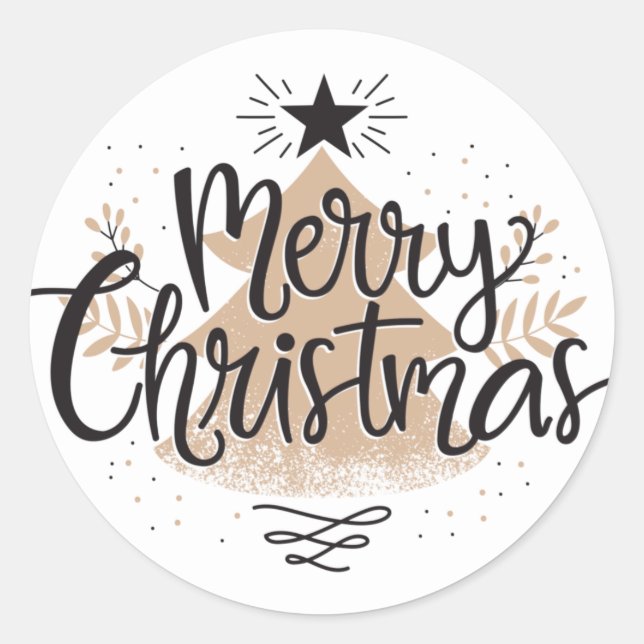 Elegant Merry Christmas Tree Script Sticker (Front)