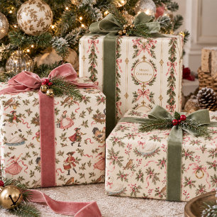 Elegant Merry Christmas Twelve Days of Christmas Wrapping Paper Sheet