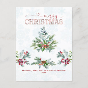 Elegant Merry Christmas Typography Holiday Postcard