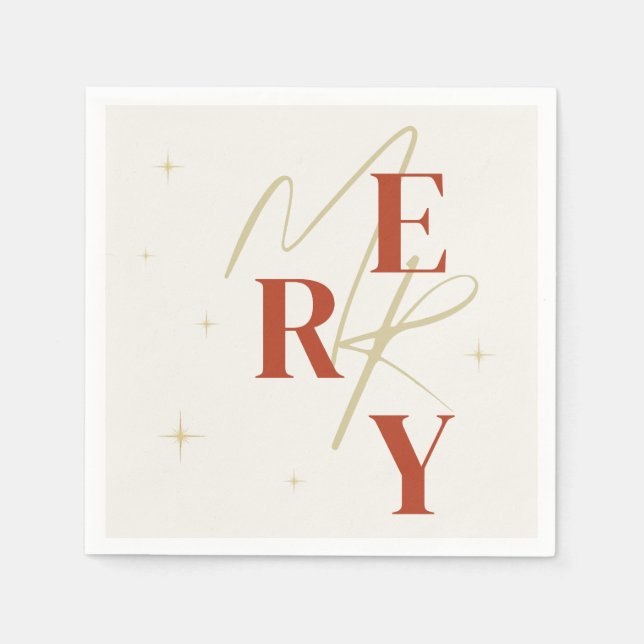 Elegant Merry Christmas Typography Napkin (Front)