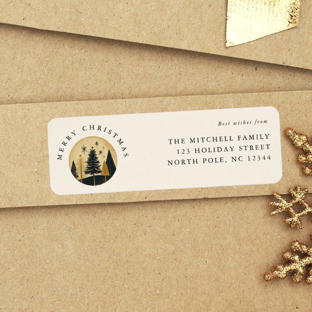 Elegant Merry Christmas Warm Gold Pine Forest  (Creator Uploaded)