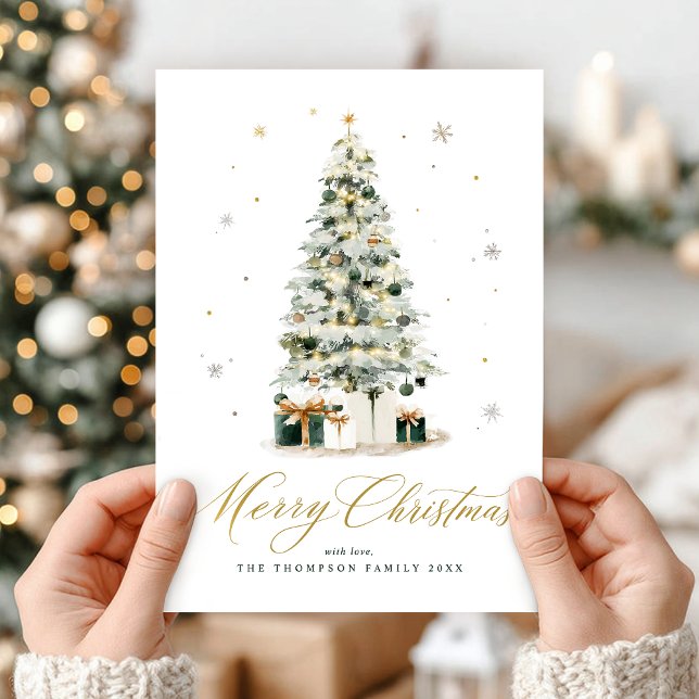 Elegant Merry Christmas Watercolor Tree Invitation (Creator Uploaded)