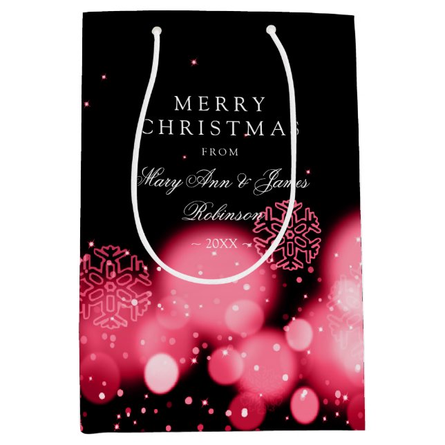 Elegant Merry Christmas Winter Wonder Red Medium Gift Bag (Front)