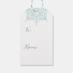 Elegant "Merry Christmas"  with Aqua Snowflakes  Gift Tags