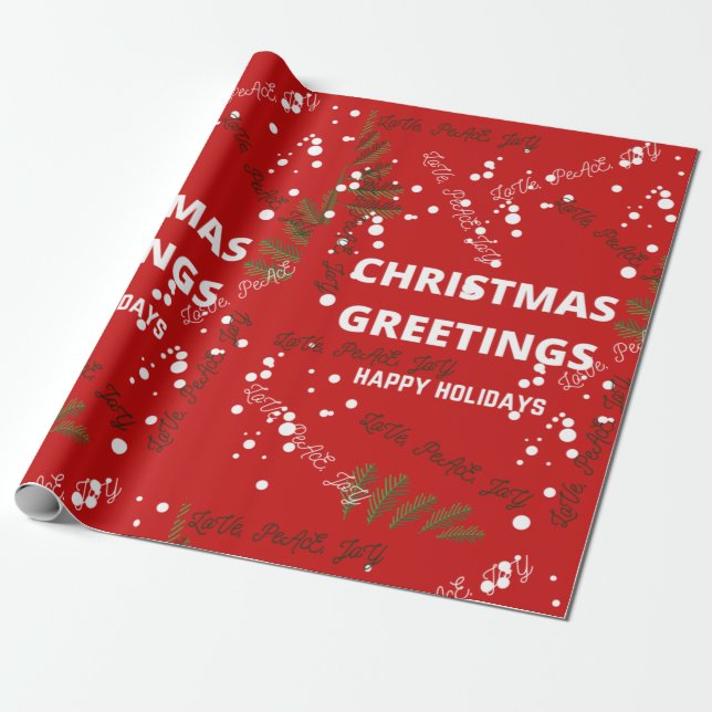 Elegant Merry Christmas Wrapping Paper (Unrolled)