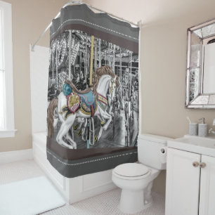 Elegant Merry Go Round Carousel Vintage Shower Curtain