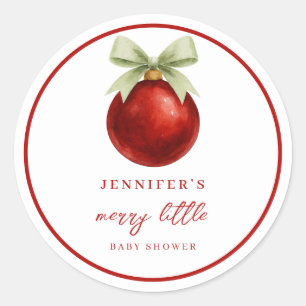 Elegant Merry Little Christmas Baby Shower Classic Round Sticker