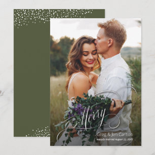 Elegant Merry Script Christmas Photo Holiday Card