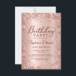 Elegant Metal Rose Gold Glitter 40th Birthday  Invitation<br><div class="desc">Modern elegant rose gold metallic and glitter 40th birthday party invitations. This adult girly card design features stylish handwritten calligraphy script,  blush pink or rose gold faux brushed metallic background with loose glam glitter frame around. Easy to personalise,  perfect for any age.</div>