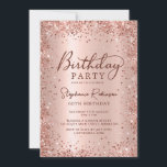 Elegant Metal Rose Gold Glitter 60th Birthday  Invitation<br><div class="desc">Modern elegant rose gold metallic and glitter 60th birthday party invitations. This adult girly card design features stylish handwritten calligraphy script,  blush pink or rose gold faux brushed metallic background with loose glam glitter frame around. Easy to personalise,  perfect for any age.</div>