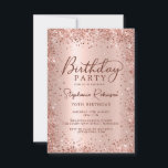 Elegant Metal Rose Gold Glitter 70th Birthday  Invitation<br><div class="desc">Modern elegant rose gold metallic and glitter 70th birthday party invitations. This adult girly card design features stylish handwritten calligraphy script,  blush pink or rose gold faux brushed metallic background with loose glam glitter frame around. Easy to personalise,  perfect for any age.</div>