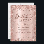 Elegant Metal Rose Gold Glitter 70th Birthday  Invitation<br><div class="desc">Modern elegant rose gold metallic and glitter 70th birthday party invitations. This adult girly card design features stylish handwritten calligraphy script,  blush pink or rose gold faux brushed metallic background with loose glam glitter frame around. Easy to personalise,  perfect for any age.</div>