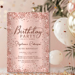 Elegant Metal Rose Gold Glitter 80th Birthday  Invitation<br><div class="desc">Modern elegant rose gold metallic and glitter 80th birthday party invitations. This adult girly card design features stylish handwritten calligraphy script,  blush pink or rose gold faux brushed metallic background with loose glam glitter frame around. Easy to personalise,  perfect for any age.</div>