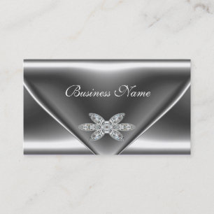 Elegant Metal Silver Diamond Jewel Business Card