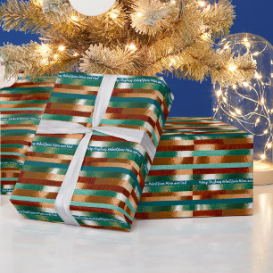 Elegant metalic appearance, teal, gold Christmas Wrapping Paper
