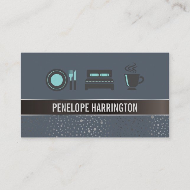 Elegant Metallic | Bed and Breakfast Icon Business Card (Front)