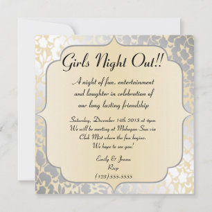 Elegant Metallic Beige Girls Night Out Invitation
