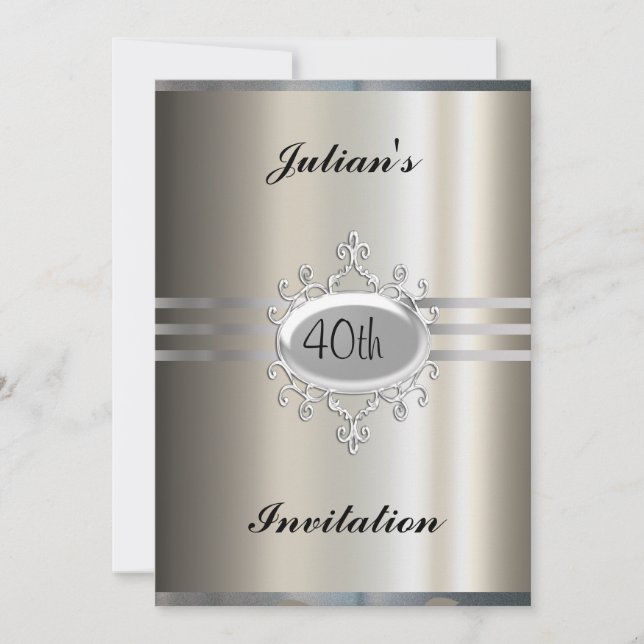 Elegant  Metallic Birthday Invitation (Front)