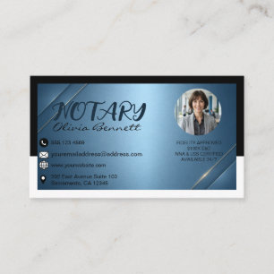 Elegant Metallic Blue Loan Signing Agent Business Card