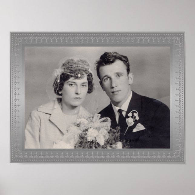 Elegant metallic border frame custom photo  poster (Front)