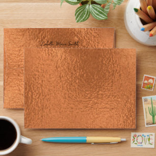 Elegant Metallic Copper Pattern Wedding Invitation Envelope