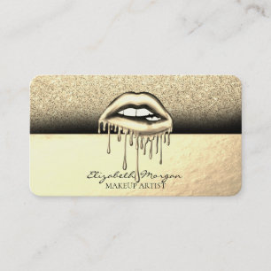 Elegant Metallic Dripping Lips Glitter Business Card