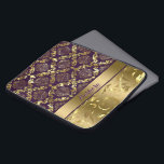 Elegant Metallic Gold And Purple Damasks And Lace Laptop Sleeve<br><div class="desc">Elegant ornate girly vintage floral damasks and lace in metallic gold and purple tones. Custom monogram. Request any colour you like by emailing me.</div>