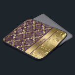 Elegant Metallic Gold And Purple Damasks And Lace Laptop Sleeve<br><div class="desc">Elegant ornate girly vintage floral damasks and lace in metallic gold and purple tones. Custom monogram. Request any colour you like by emailing me.</div>
