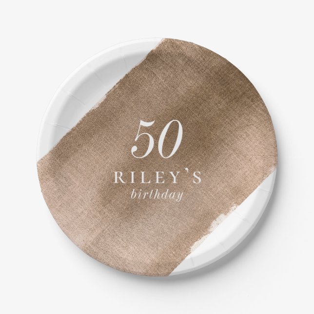Elegant Metallic Gold Birthday Party Paper Plate (Front)