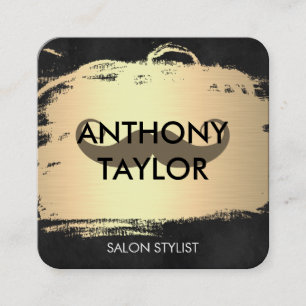 Elegant Metallic Gold Brushed with Moustache Square Business Card