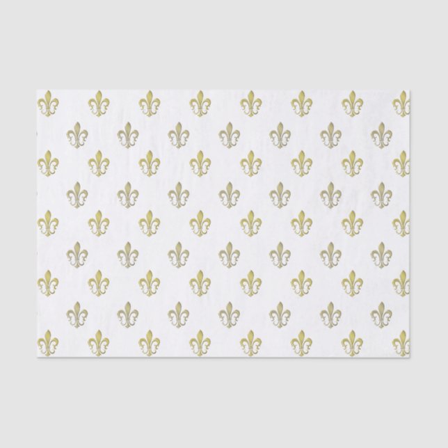 Elegant Metallic Gold Fleurs de lys Tissue Paper (Front)