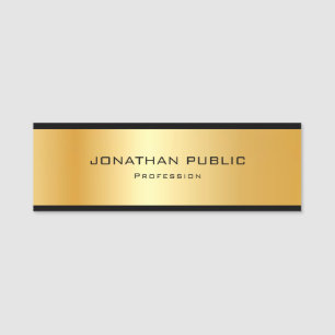 Elegant Metallic Gold Look Template Professional Name Tag