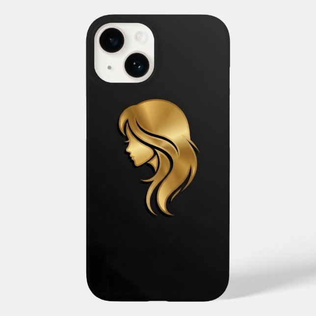 Elegant Metallic Gold Silhouette Profile Girl iPho Case-Mate iPhone Case (Back)