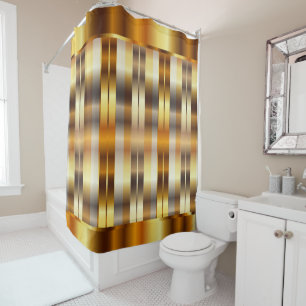 Elegant Metallic Gold Stripes Shower Curtain