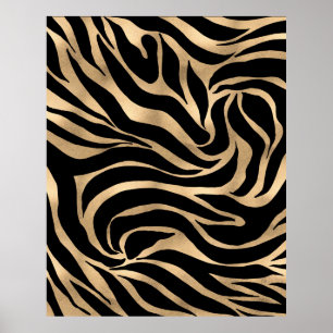 Elegant Metallic Gold Zebra Black Animal Print