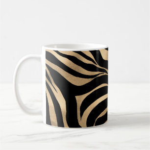 Elegant Metallic Gold Zebra Black Animal Print Coffee Mug